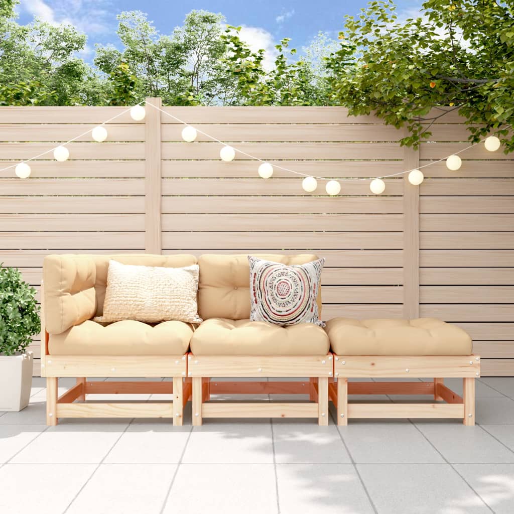 Solid Pine 3-Piece Garden Lounge Set - Elegant Outdoor Comfort