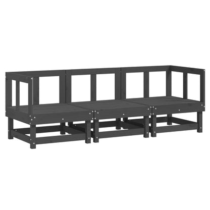 Stylish 3-Piece Grey Pine Wood Garden Lounge Set