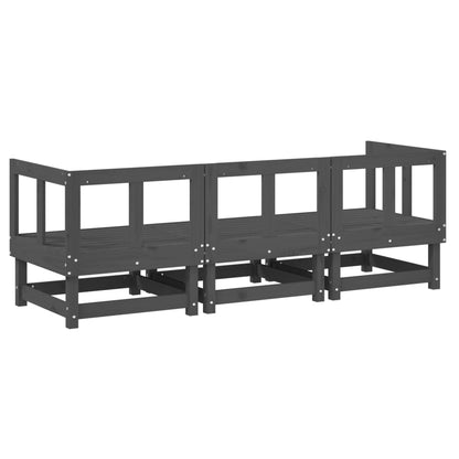 Stylish 3-Piece Grey Pine Wood Garden Lounge Set