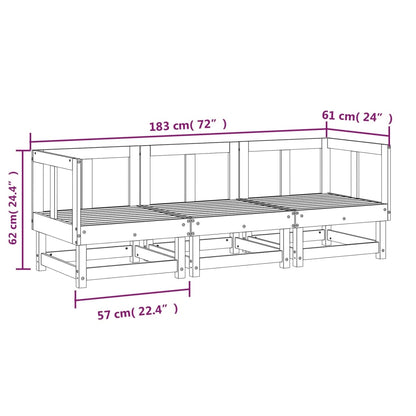3 Piece Garden Lounge Set Solid Wood Douglas