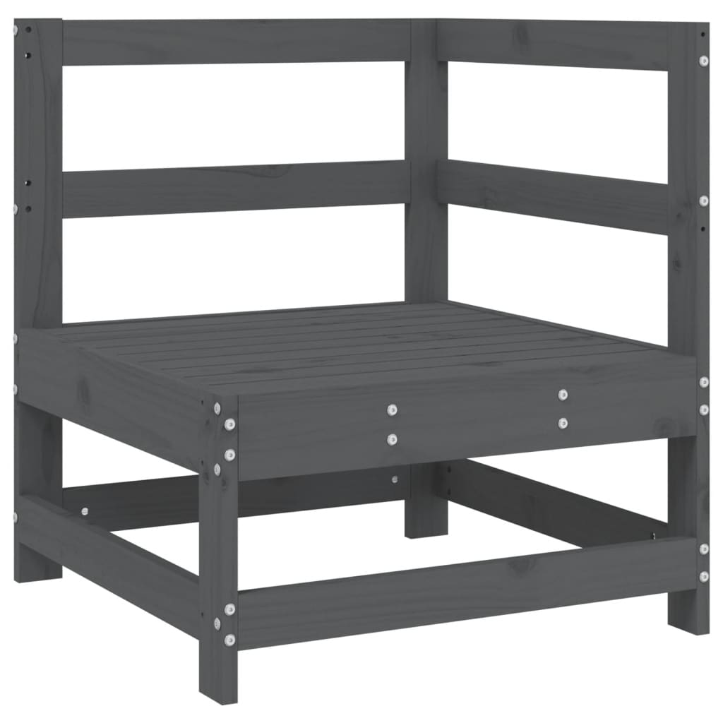 Solid Wood Pine Garden Corner Sofa - Elegant Grey Finish