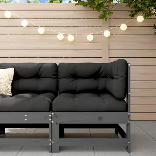 Solid Wood Pine Garden Corner Sofa - Elegant Grey Finish