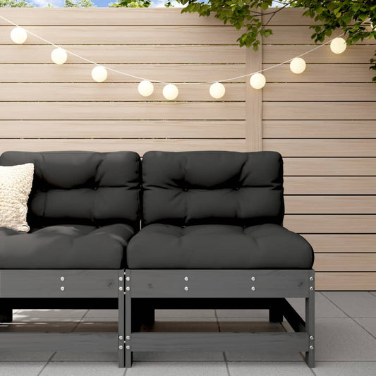Grey Pine Solid Wood Garden Middle Sofa
