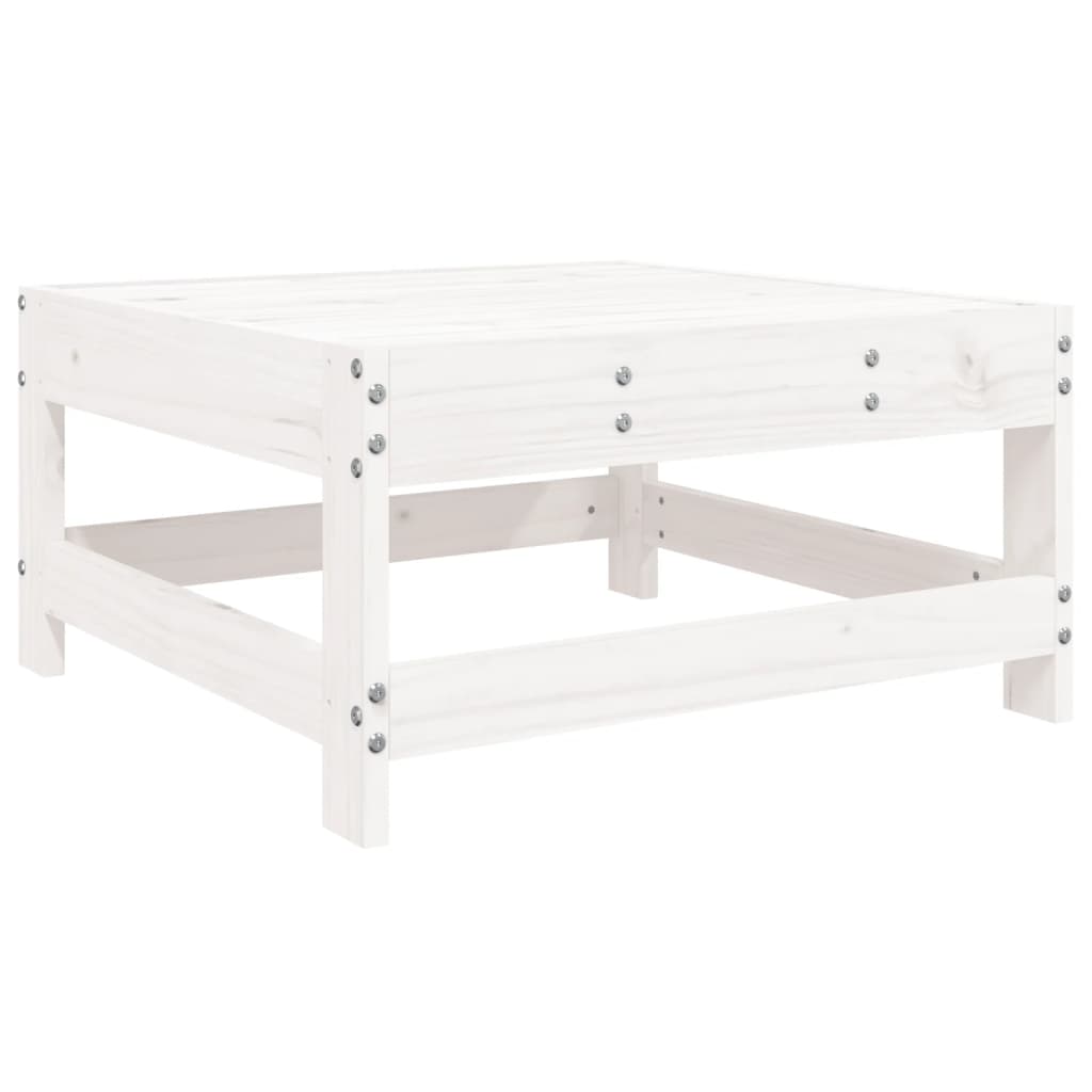 White Solid Pine Garden Footstool - Durable Outdoor Accent