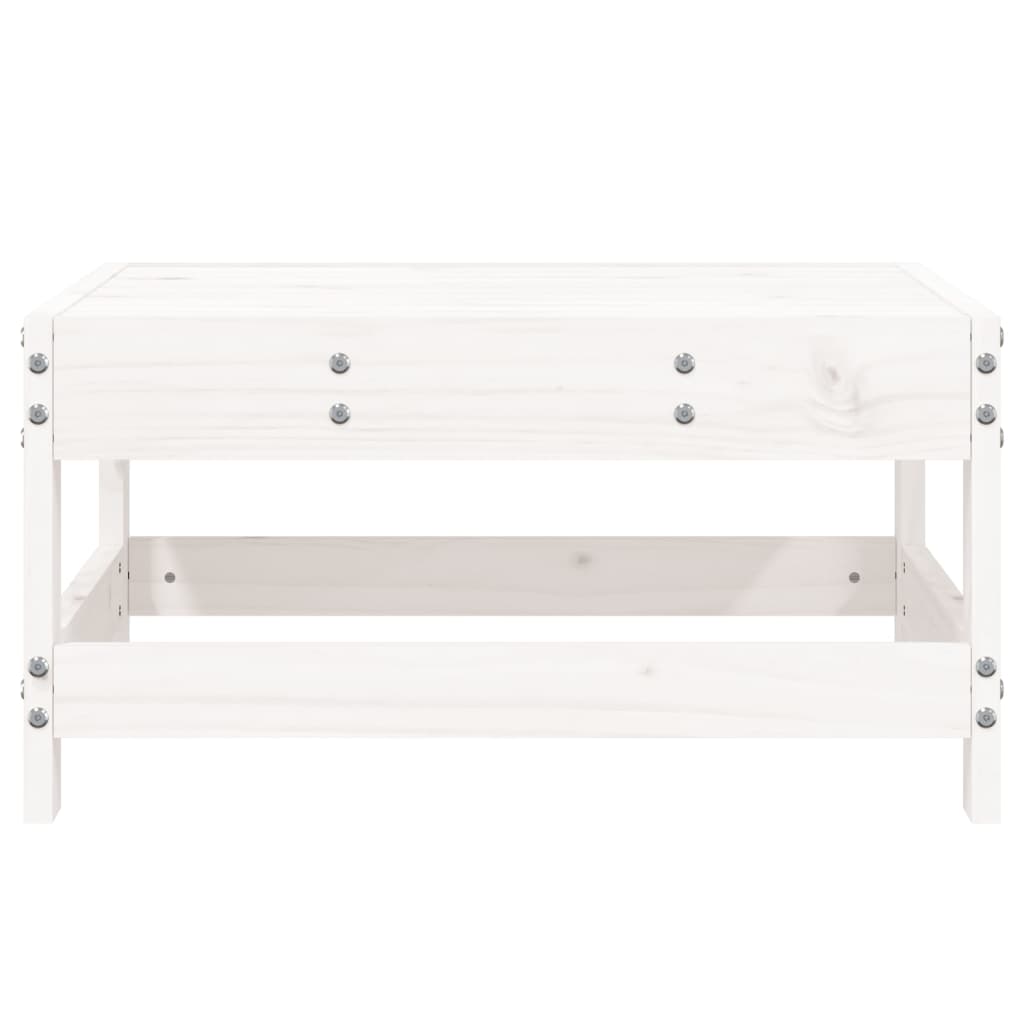White Solid Pine Garden Footstool - Durable Outdoor Accent