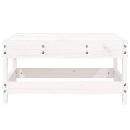 White Solid Pine Garden Footstool - Durable Outdoor Accent