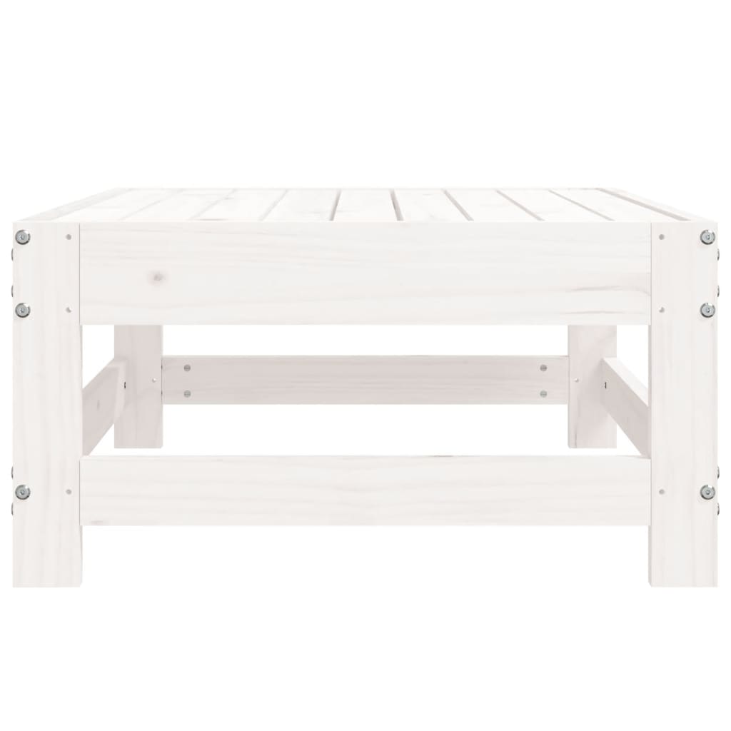 White Solid Pine Garden Footstool - Durable Outdoor Accent