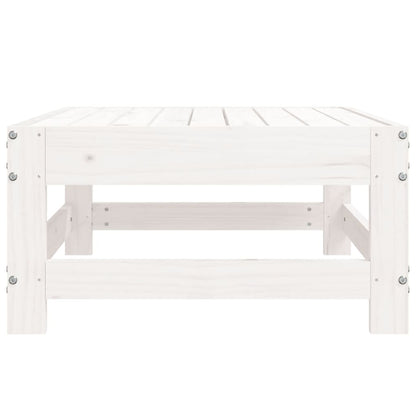 White Solid Pine Garden Footstool - Durable Outdoor Accent