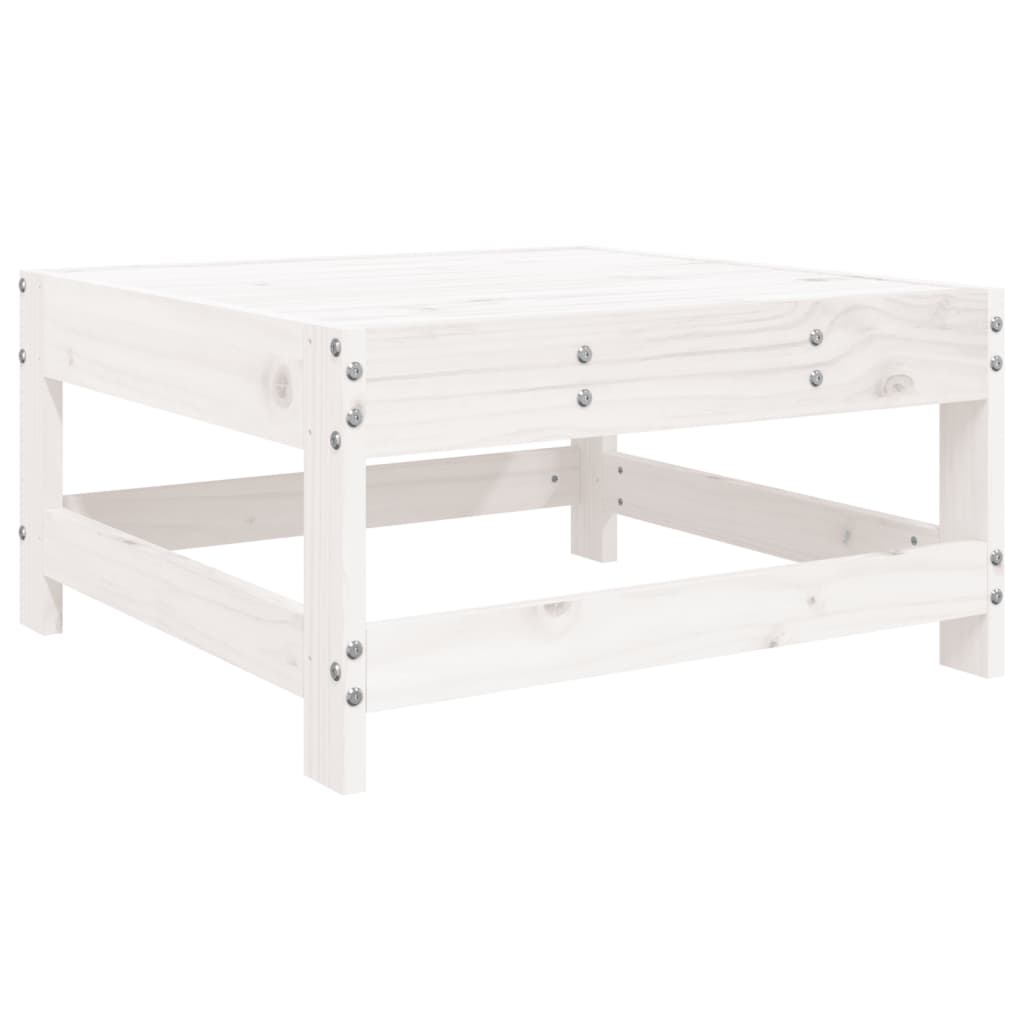 White Solid Pine Garden Footstool - Durable Outdoor Accent