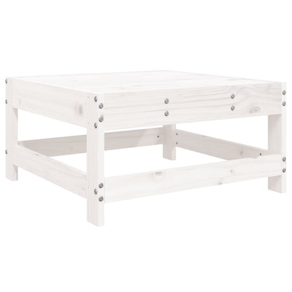 White Solid Pine Garden Footstool - Durable Outdoor Accent