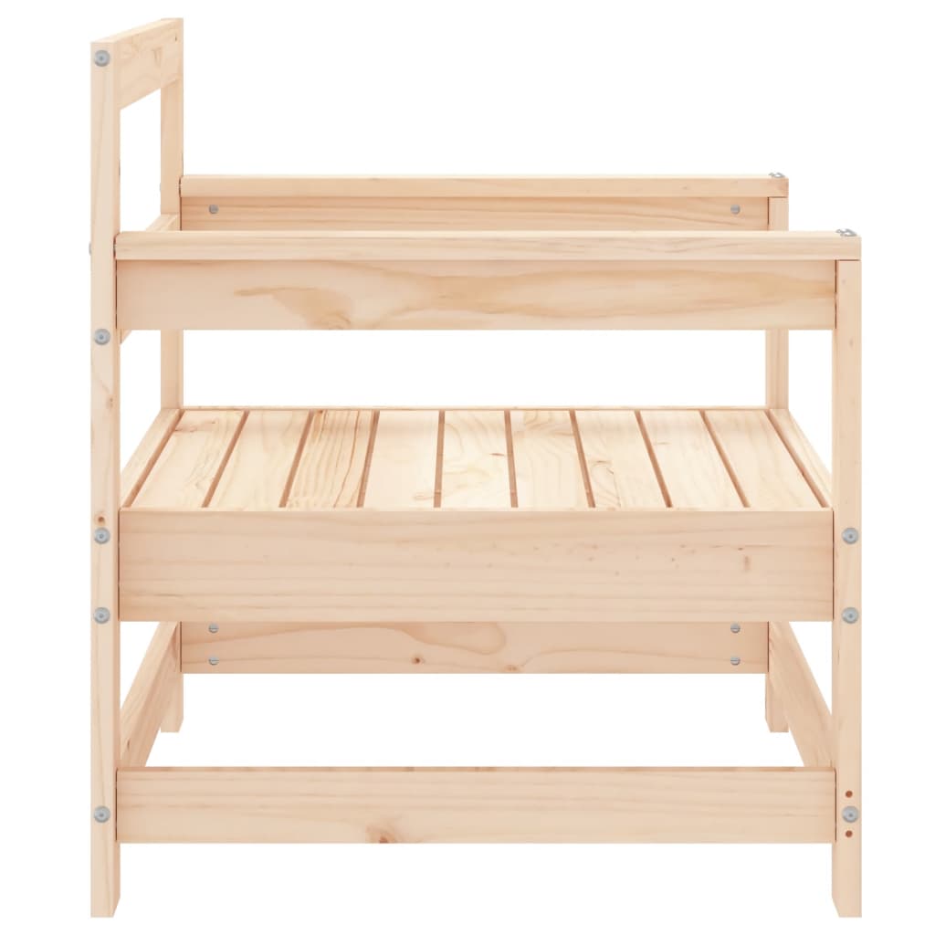 Solid Pine Wood Garden Chairs Set, 2-Piece Outdoor Seating