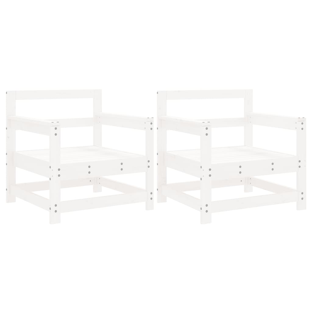 White Solid Wood Pine Garden Chairs - Set of 2 Durable & Stylish