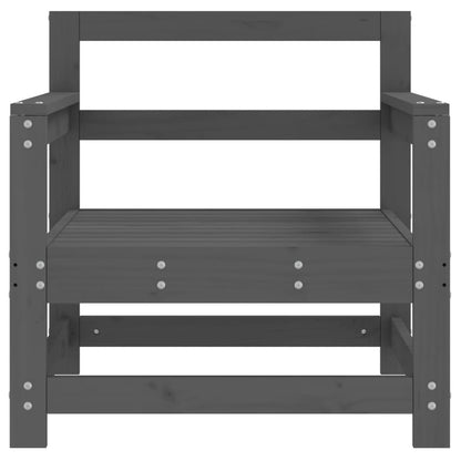 Solid Pine Wood Garden Chairs 2pcs - Grey Finish