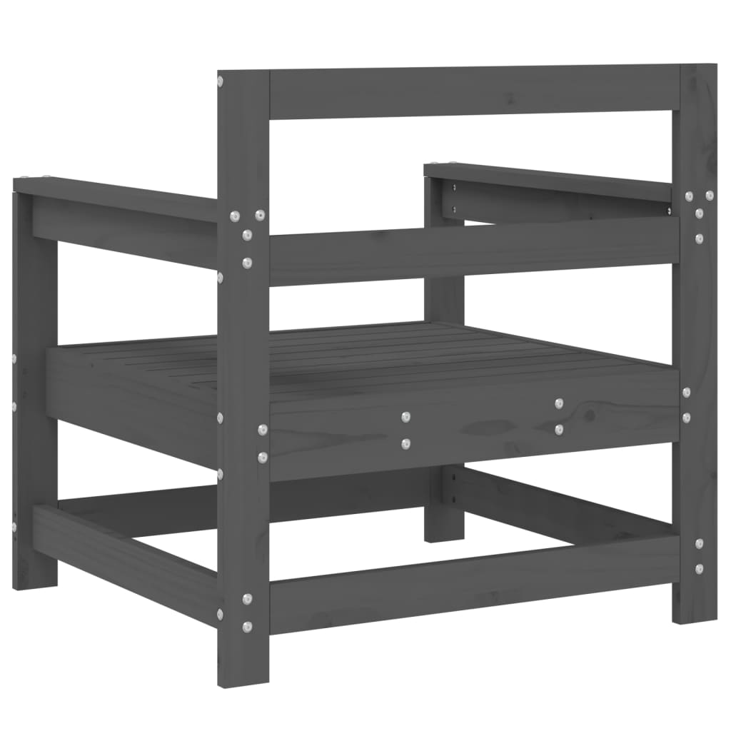Solid Pine Wood Garden Chairs 2pcs - Grey Finish