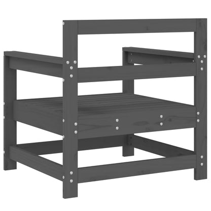 Solid Pine Wood Garden Chairs 2pcs - Grey Finish