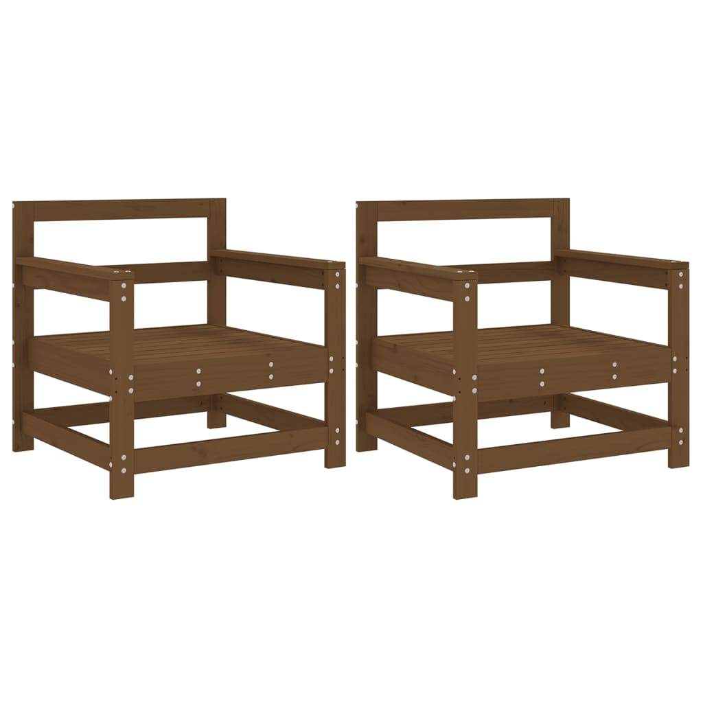 Solid Wood Pine Garden Chairs 2 pcs, Honey Brown Finish