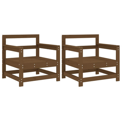 Solid Wood Pine Garden Chairs 2 pcs, Honey Brown Finish