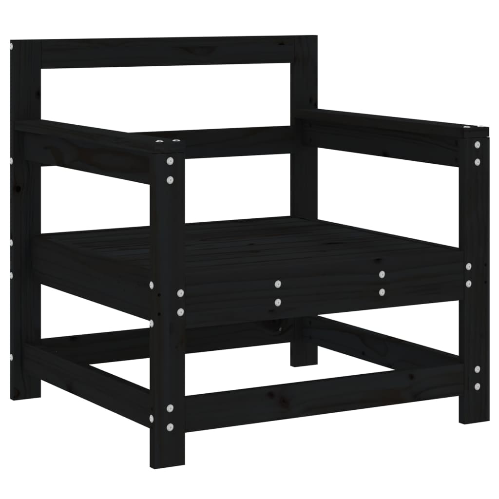 Black Solid Wood Pine Garden Chairs, Set of 2 - Stylish & Durable