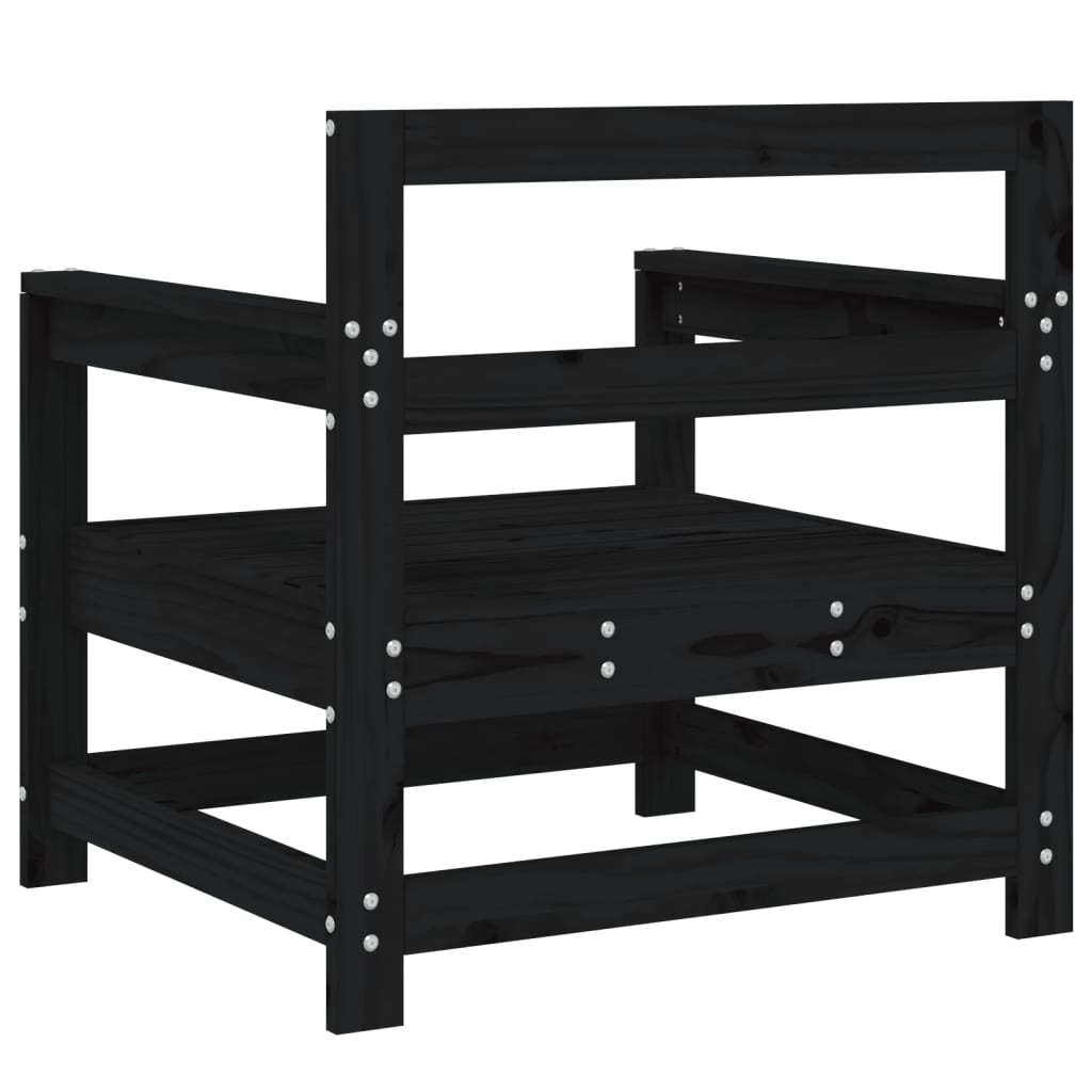 Black Solid Wood Pine Garden Chairs, Set of 2 - Stylish & Durable