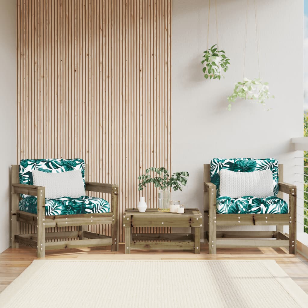 2-Piece Pine Wood Garden Chairs, Impregnated for Durability