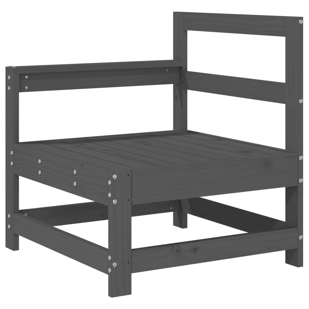 Elegant Grey Garden Corner Sofa in Solid Pine Wood