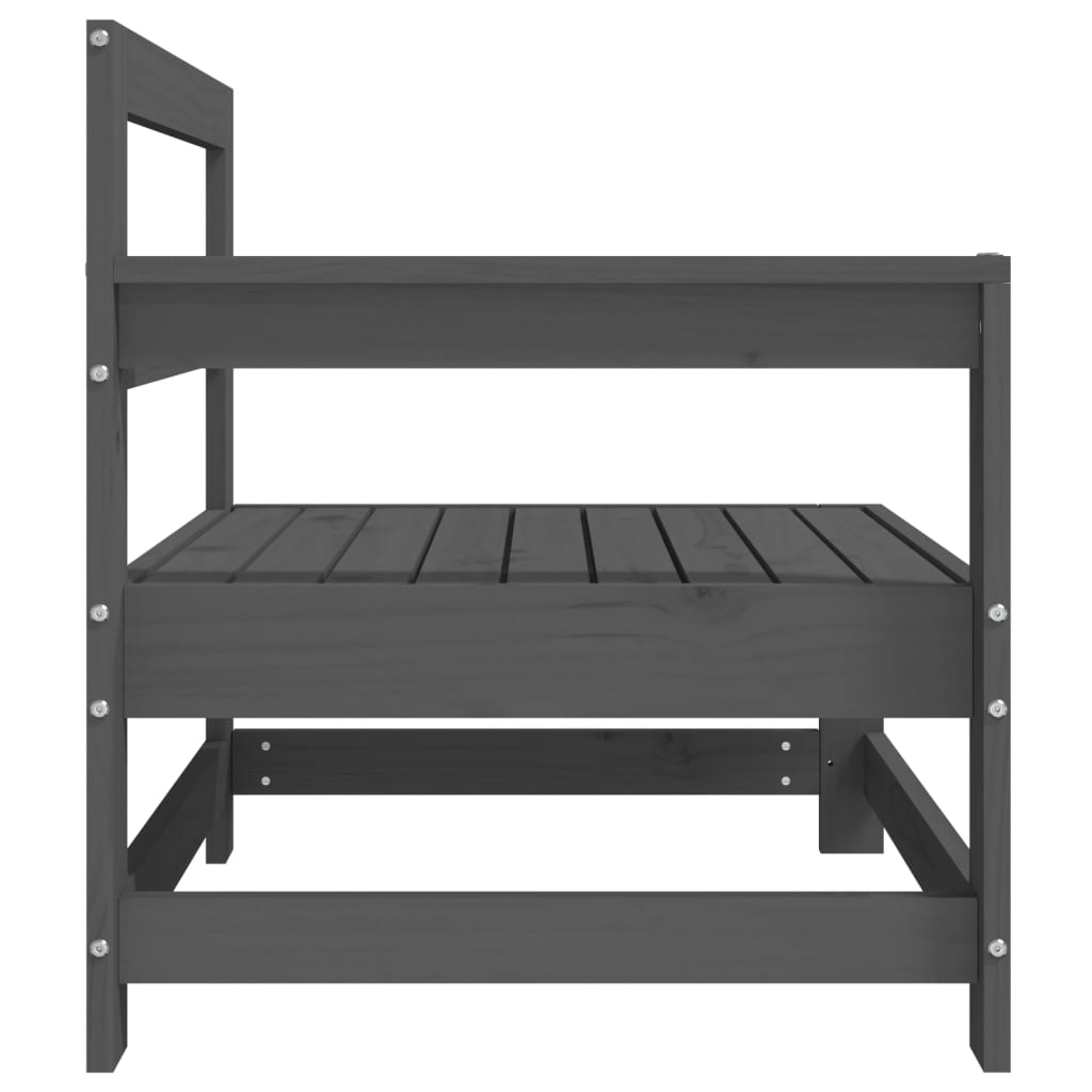 Elegant Grey Garden Corner Sofa in Solid Pine Wood