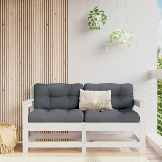 White Solid Pine 2-Piece Garden Corner Sofa Set