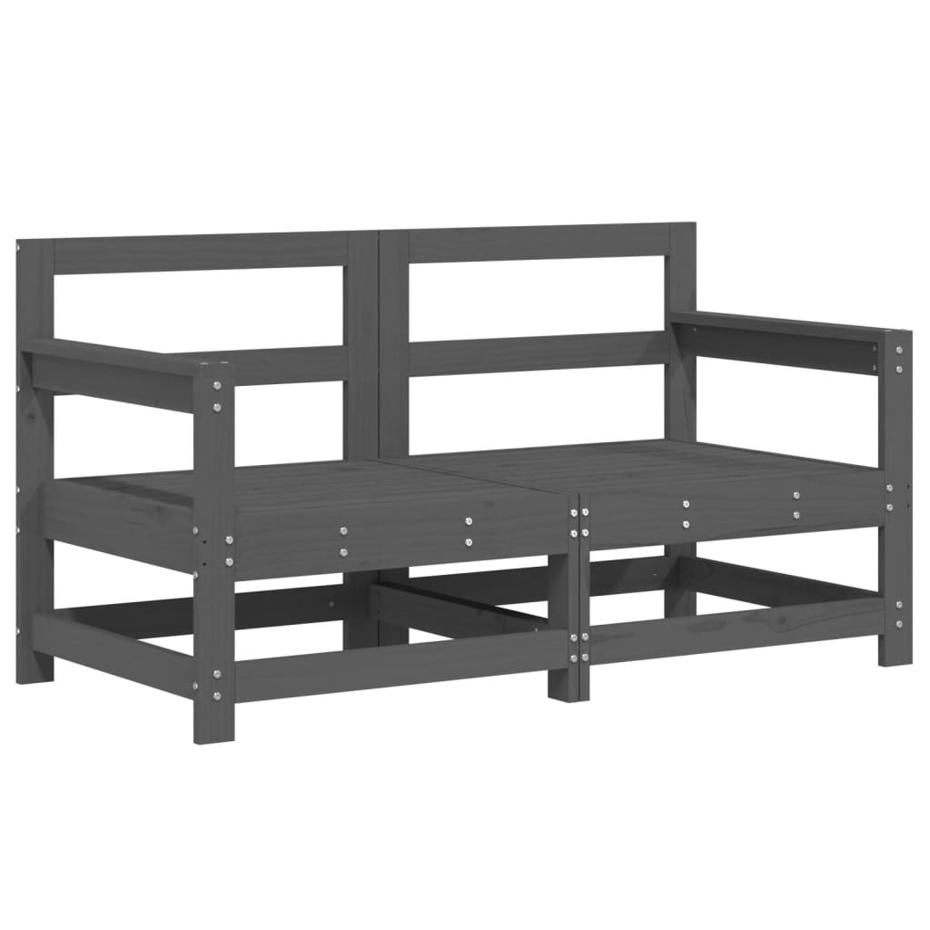 Stylish Grey Solid Wood Pine Garden Corner Sofas Set of 2