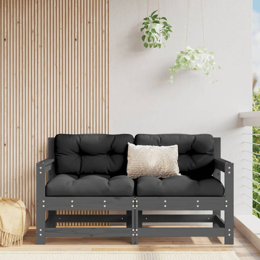 Stylish Grey Solid Wood Pine Garden Corner Sofas Set of 2