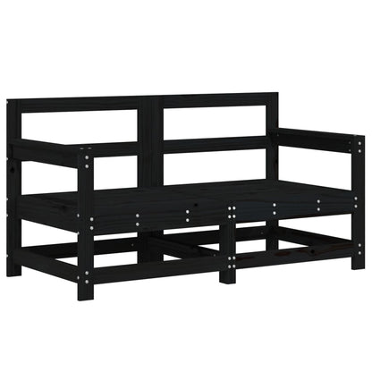 Black Solid Wood Pine Garden Corner Sofas - 2 Piece Set