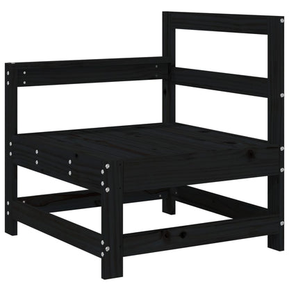 Black Solid Wood Pine Garden Corner Sofas - 2 Piece Set