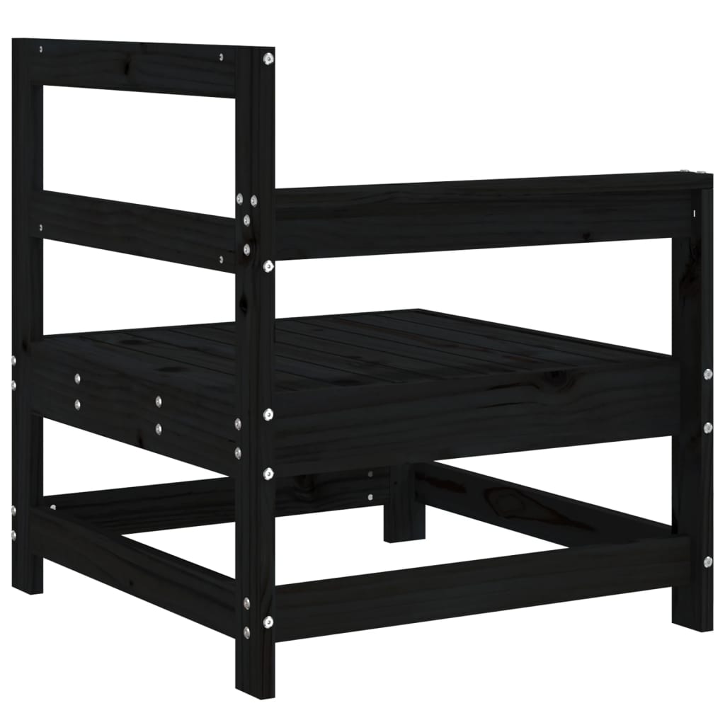 Black Solid Wood Pine Garden Corner Sofas - 2 Piece Set