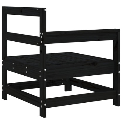 Black Solid Wood Pine Garden Corner Sofas - 2 Piece Set
