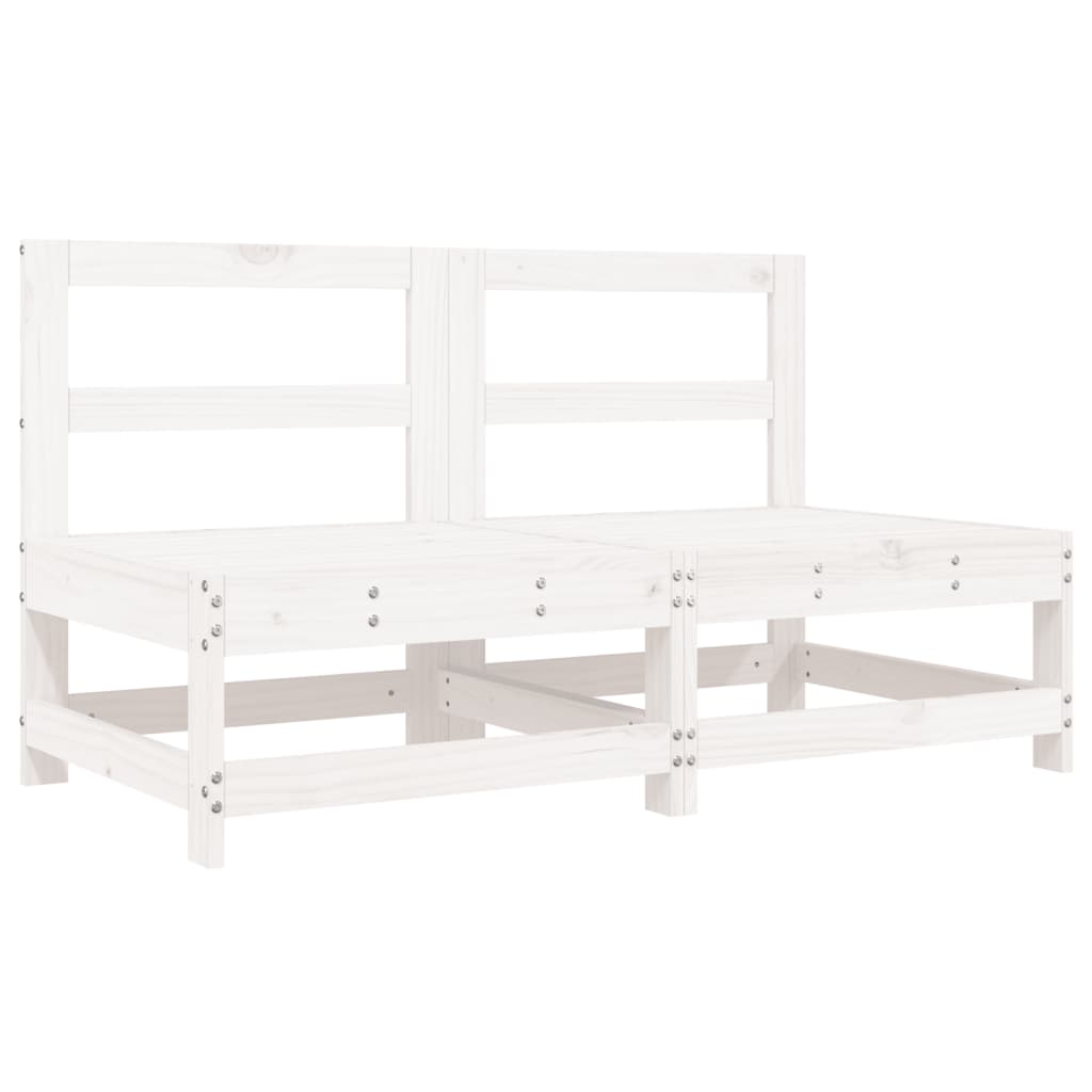 White Solid Pine Garden Sofas Set - 2 Pcs Durable Outdoor Seating