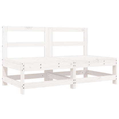 White Solid Pine Garden Sofas Set - 2 Pcs Durable Outdoor Seating