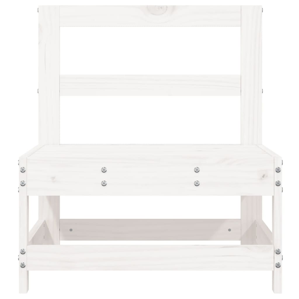 White Solid Pine Garden Sofas Set - 2 Pcs Durable Outdoor Seating
