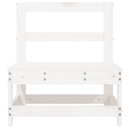 White Solid Pine Garden Sofas Set - 2 Pcs Durable Outdoor Seating