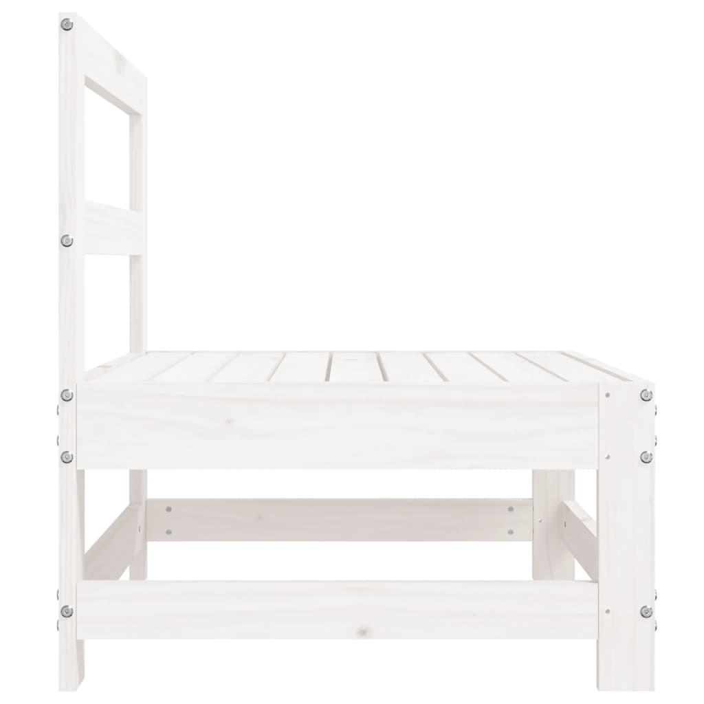 White Solid Pine Garden Sofas Set - 2 Pcs Durable Outdoor Seating