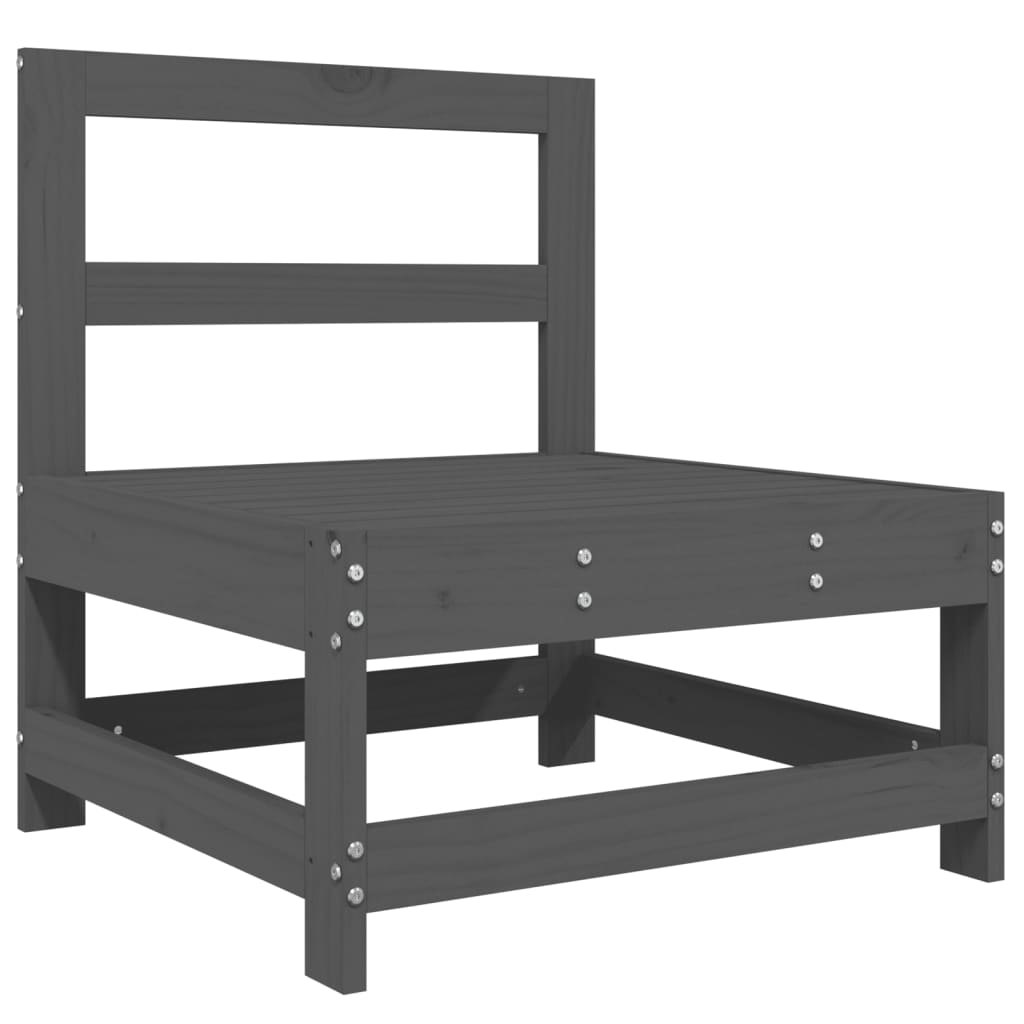 Grey Solid Pine Wood Garden Middle Sofas - 2 Piece Set