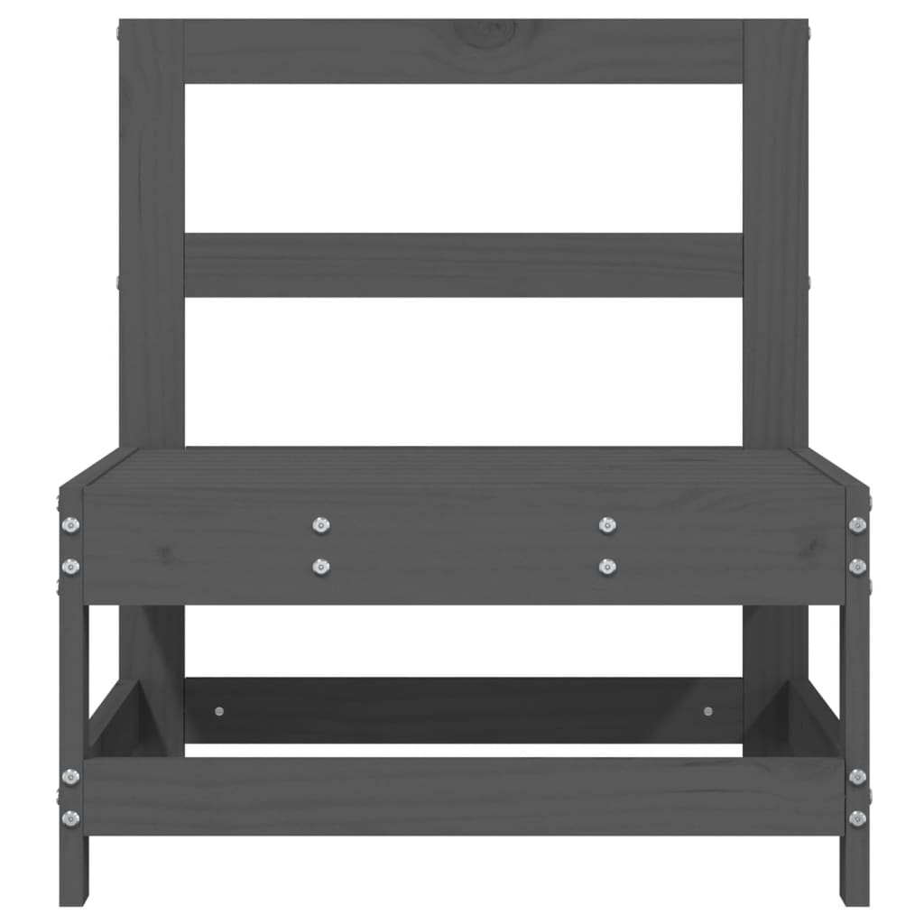 Grey Solid Pine Wood Garden Middle Sofas - 2 Piece Set