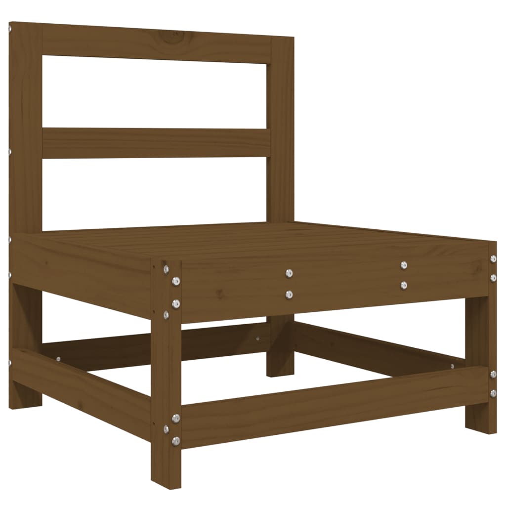 Honey Brown Solid Pine Garden Middle Sofas Set - 2 Pcs
