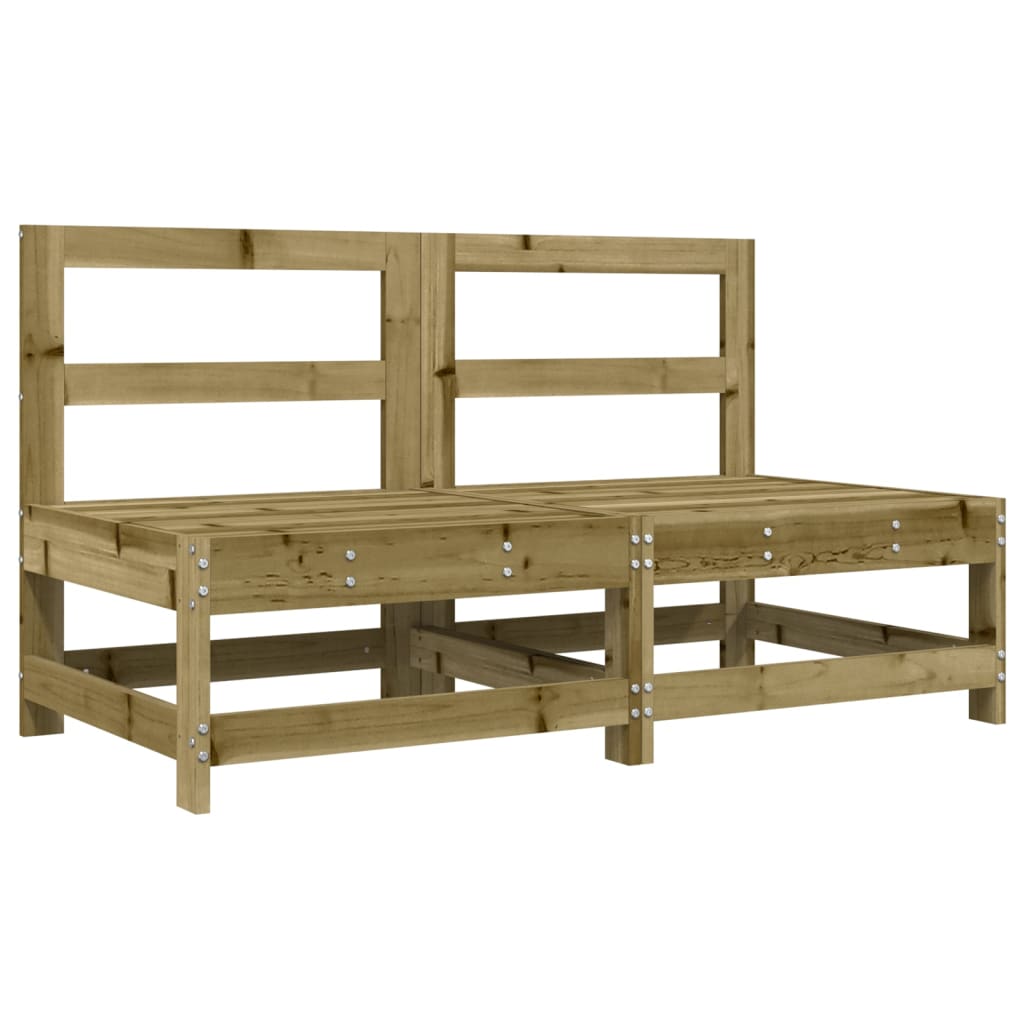 2-Piece Garden Middle Sofas, Impregnated Pine Wood Outdoor Furniture