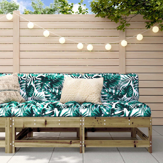 2-Piece Garden Middle Sofas, Impregnated Pine Wood Outdoor Furniture