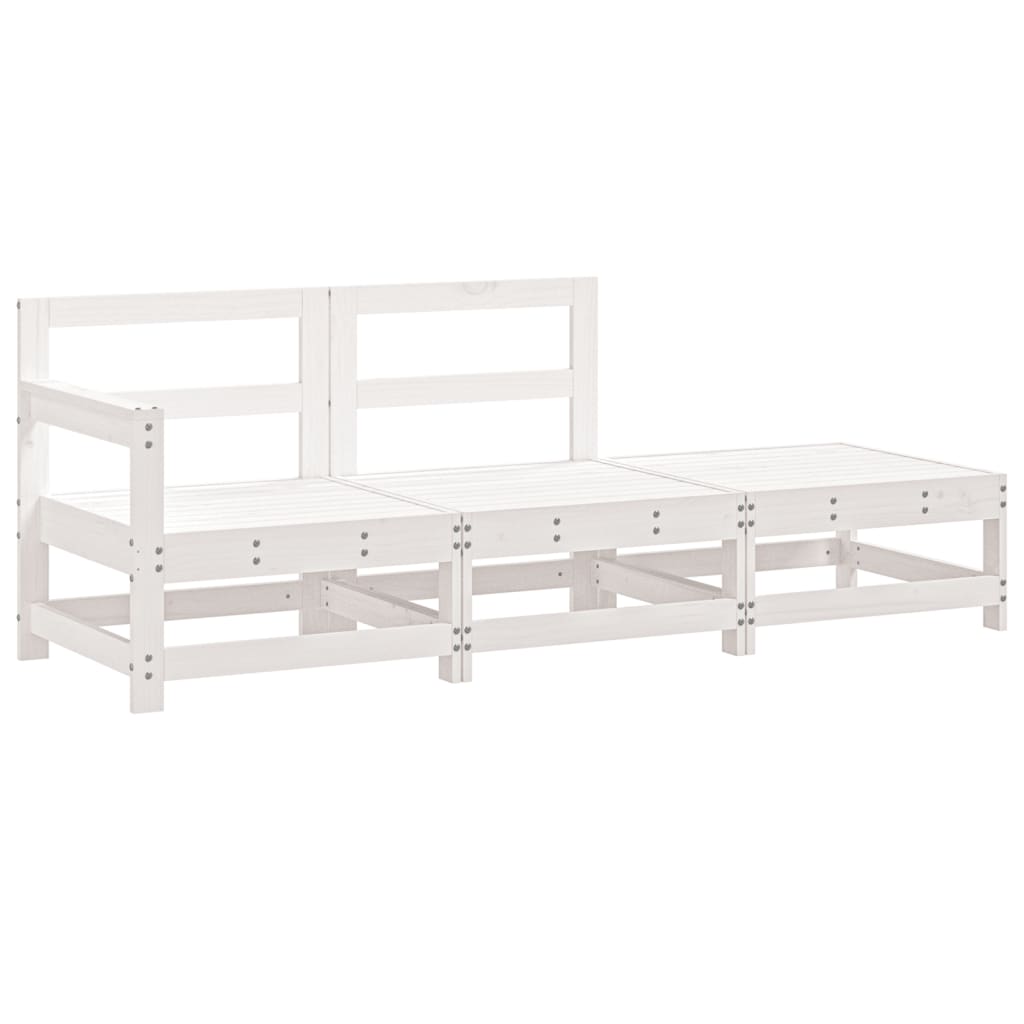 Elegant 3-Piece White Pine Wood Garden Lounge Set