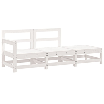 Elegant 3-Piece White Pine Wood Garden Lounge Set