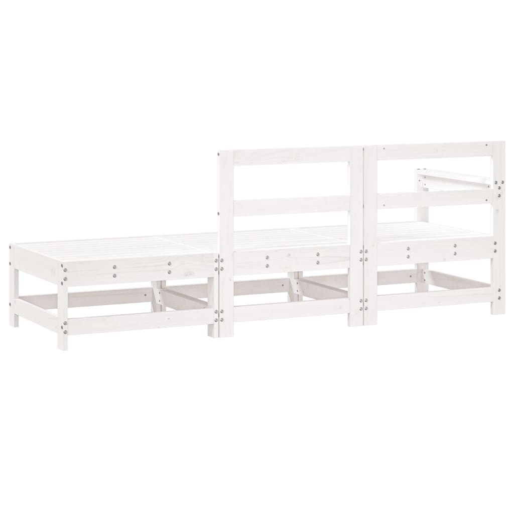 Elegant 3-Piece White Pine Wood Garden Lounge Set