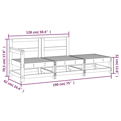 Elegant 3-Piece White Pine Wood Garden Lounge Set