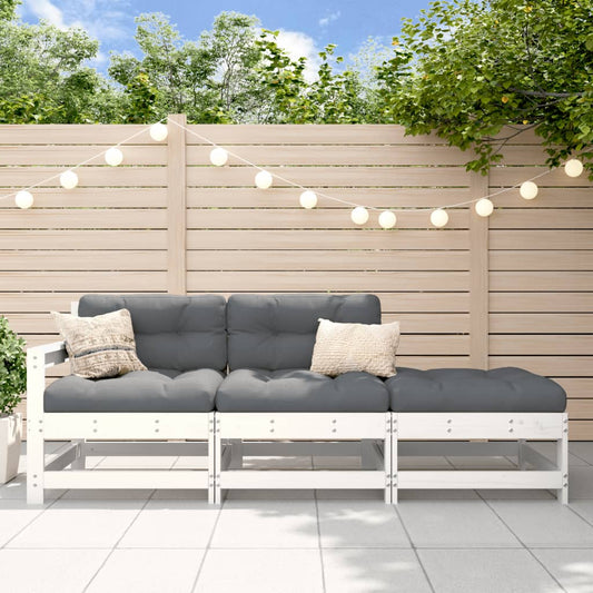 Elegant 3-Piece White Pine Wood Garden Lounge Set