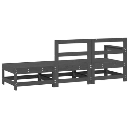 3-Piece Grey Solid Pine Wood Garden Lounge Set