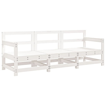 White Solid Wood Pine 3-Piece Garden Lounge Set - Elegant & Durable